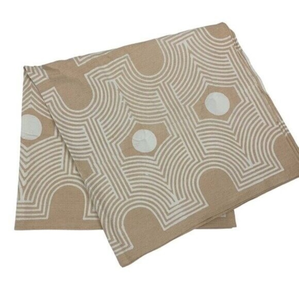 Teru Batik Coverlet Blanket 49 x 110 Tan Hand Printed Boho Home Decor